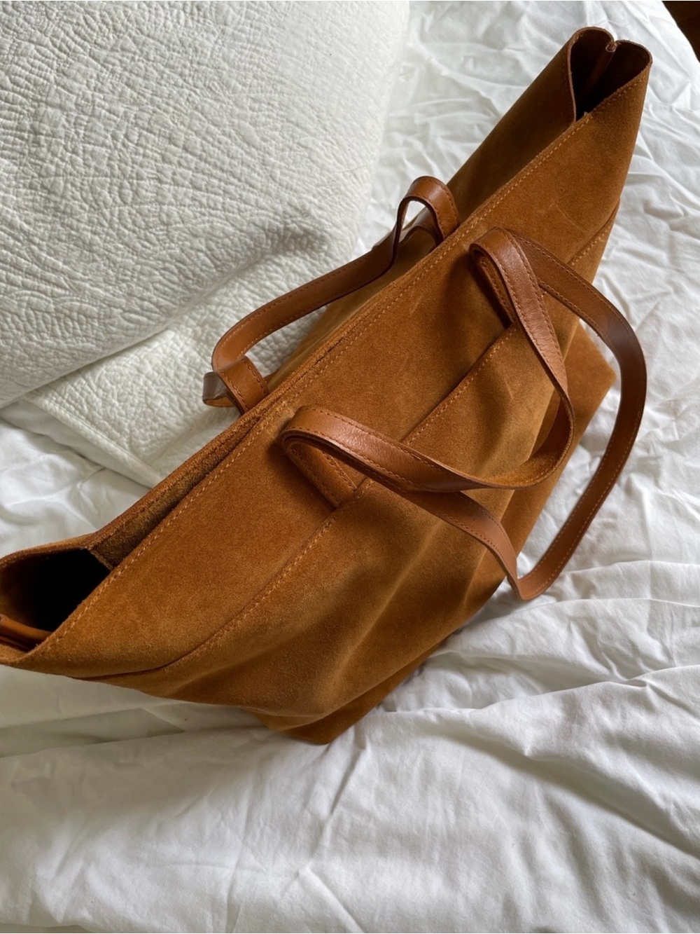 Madewell Essentials Suede Tote in Cognac Brown - Picture 8 of 12
